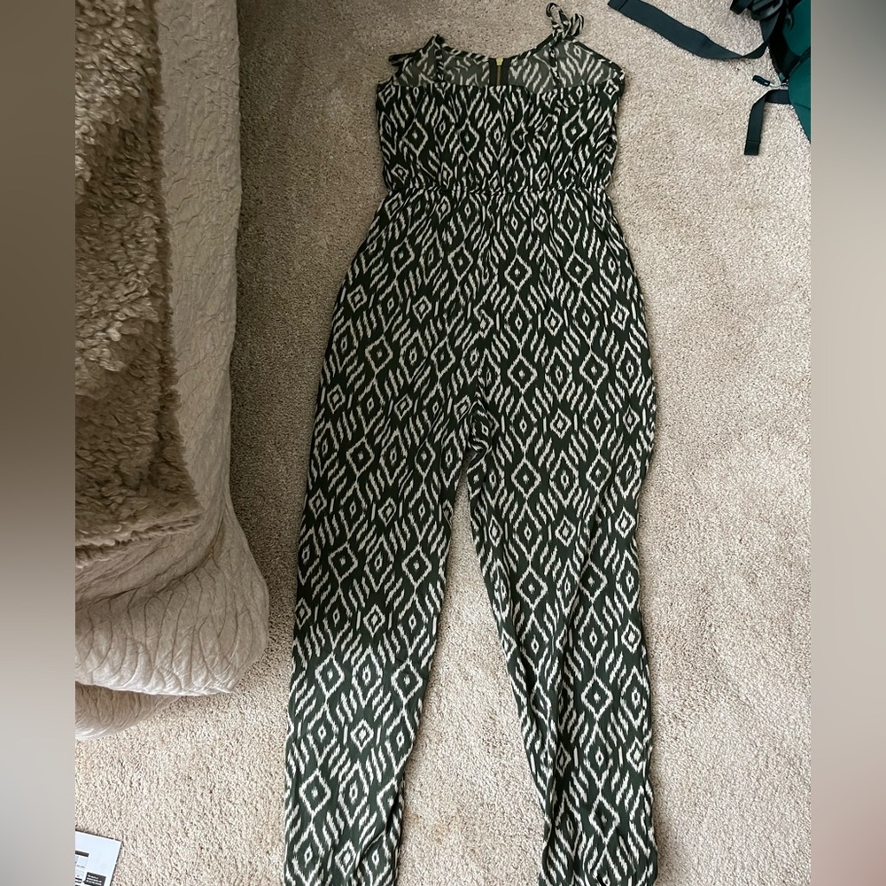 Green & tan jumpsuit